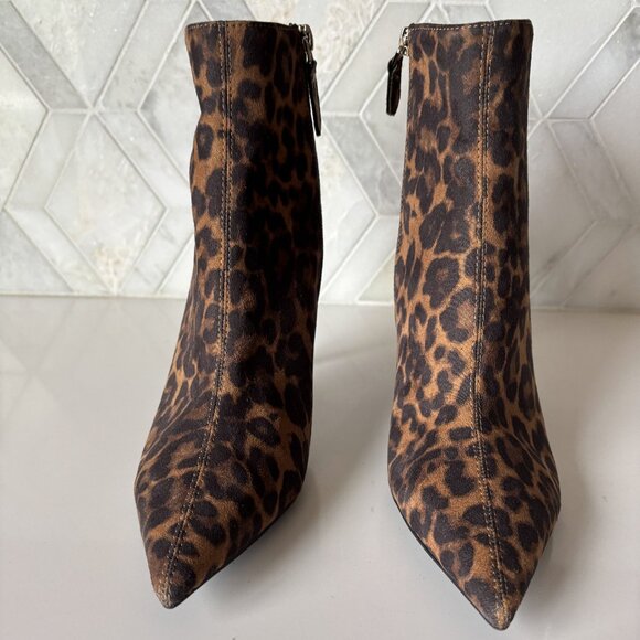 Nine West 7.5M Leopard Animal Print Heeled Boot Pointed Toe Therin Stiletto Heel - Picture 2 of 11